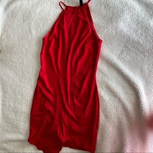 WINDSOR SEXY Red High Slit Bodycon Mini Dress